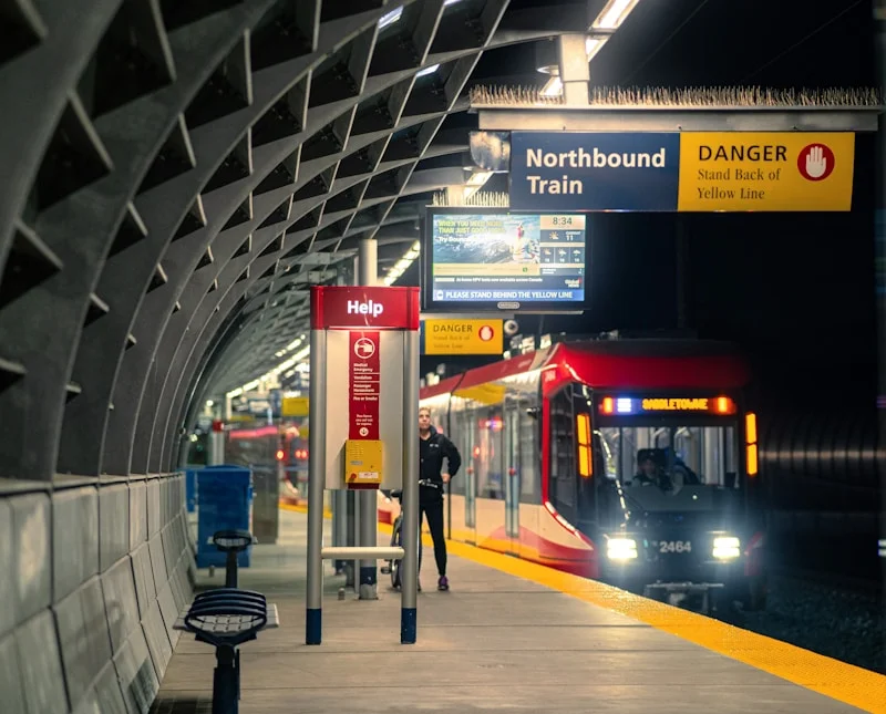 69th Street SW CTrain station platform showing the LRT transit connection from Signal Hill to downtown Calgary